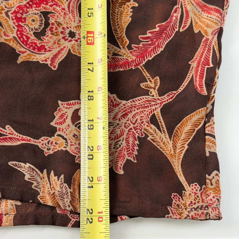 Brown Floral Silk Button Back Blouse Cottagecore Vintage 90s Size 2 Whimsy - Picture 2 of 7